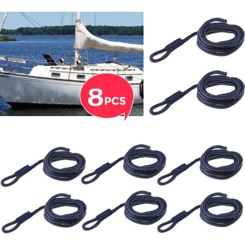 8 Pcs Boat Fender Line 0.24" Thickness 5 FT Double Braided Fender Line Marine Mooring Line For Yacht Boat Accessories Marine