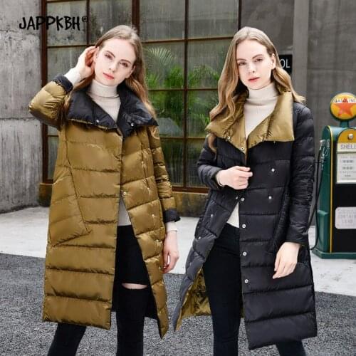 90% White Duck Lightweight Down Jacket Women 2020 Autumn Winter Both Sides Wear Long Coat Female Casual Plus Size Warm Parkas