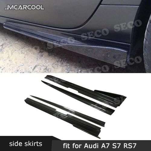 Car Side Skirts Aprons For Audi A7 S7 RS7 2012 - 2014 4PCS/Set Carbon Fiber Door Skid Plate Protector