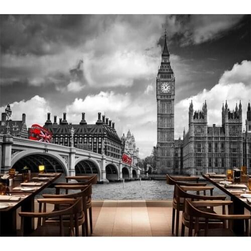 Beibehang Custom wallpaper 3d mural nostalgic retro london tower big ben city street mural living room TV background wall paper