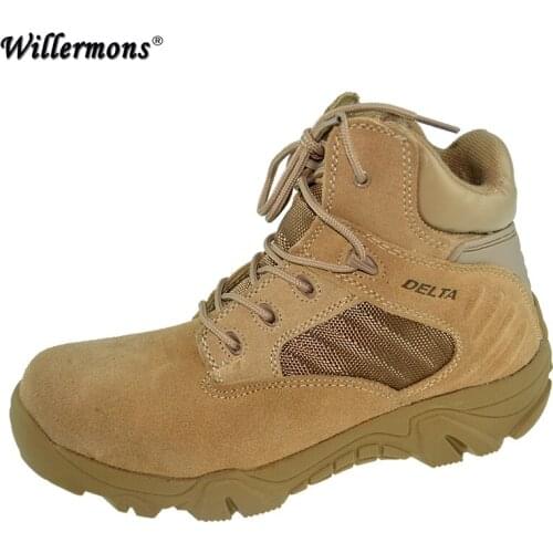 High-quality Autumn Winter Military Tactical Boots Round Toe Men Desert Combat Boots Outdoor Mens Leather Army Ankle Boots