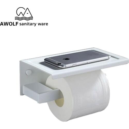 Stainless Steel Toilet Paper Holder Wall Mounted Roll Holder With Shelf Top Place Platform For WC Bathroom Accessories AZ5105