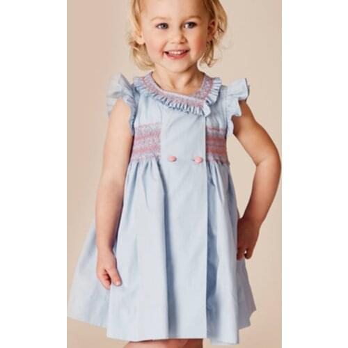 2021 New Spanish Vintege Court Style Girl Dress Baby Summer Girl Dress Party Princess Cotton Kids a-line dress