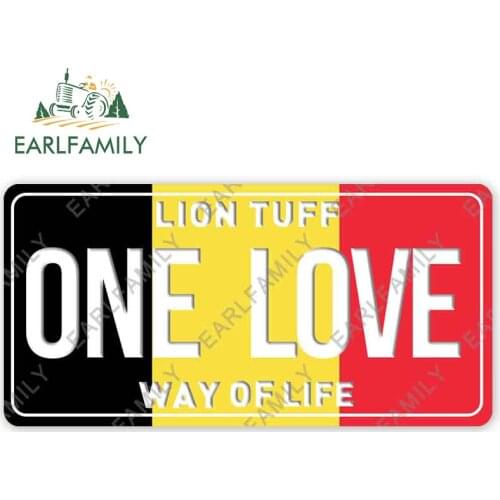 EARLFAMILY 13cm x 6.5cm for One Love Belgium License Plate Car Stickers Windows JDM Bumper Decals Waterproof Car Accessoires