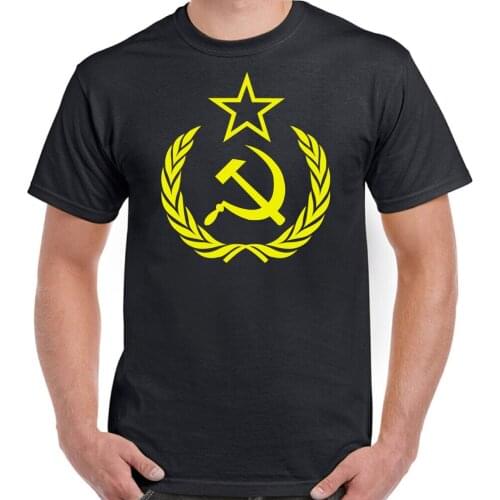 Russian Communism USSR Soviet Union Hammer & Sickle Emblem T-Shirt. Summer Cotton O-Neck Short Sleeve Mens T Shirt New S-3XL