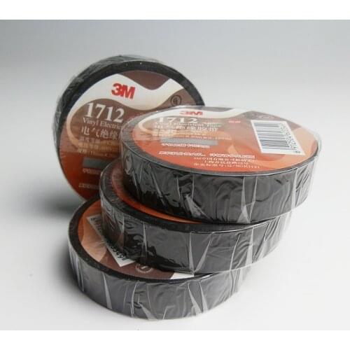 Hot Sale 3M 1712 Feeder Black Pvc Insulation Tape Vinyl Electrical 3M Tape 18mm*20m*0.18mm 1 roll