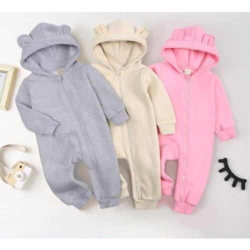 2021 Bear Jumpsuit Bodysuit For Newborn Long Sleeve Rompers Baby Boys Girls Clothes Infant Solid Hoodies Costume Playsuits