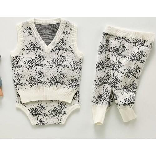 2Pcs Set Baby Girl Sweater Long Sleeve Cotton Princess Clothing Set for Babies Girl Knit Cardigan Kids Pant for Newborn 0-24M