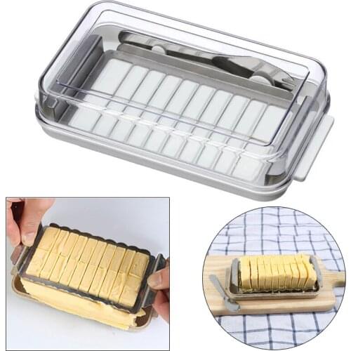 Butter Cutter Container Iron Plate Tableware Butter Cheese Fresh Box Cheese Keeper for Cutting &Storage Kitchen Accessories New