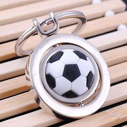 Leather Metal Keychain Rotating Football Keychain Christmas Company Charm Gift Fashion Jewelry Stainless Steel Key Chain