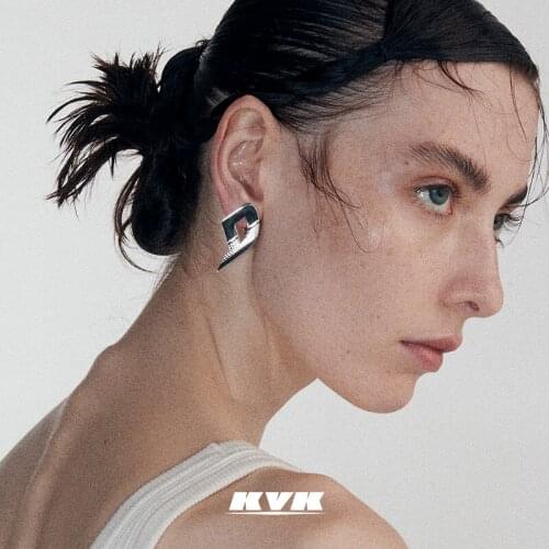 KVK niche design advanced trumpet letter earrings 2021 new simple pierced ear clip earrings