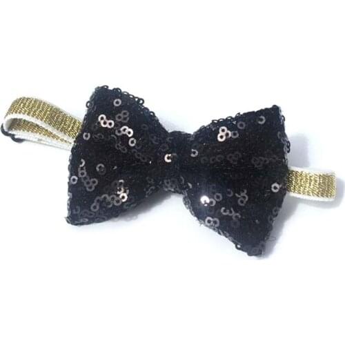 Small Dog Black Sequined Cylinder Top Hat with Bow Tie Set Costume Pet Festive