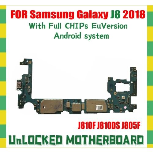 For Samsung Galaxy J8 J810F J810DS J805F Motherboard 32G/64G Android OS SINGLE/DUAL SIM With Chip Mainboard Logic Board