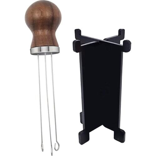 Espresso Coffee Stirrer with Holder,Stainless Steel Coffee Stirrer Needle Distributor,Needle Type Hand Tampers