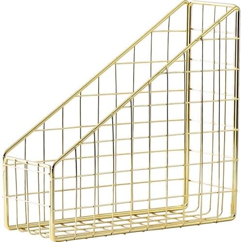 Electroplated Iron Book Holder Desktop Shelf File Magazine Book Stand Office Home Stationery Organizer Holder