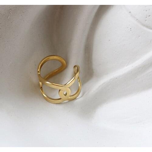 MODAGIRL High Polished Trendy Geometry Gold Color Finger Ring Female Women Ring Stainless Steel Jewelry Best Gift