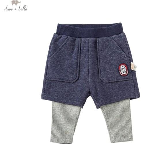 DB19024 dave bella autumn baby boys fashion cartoon pockets pants children full length kids boy pants infant toddler trousers