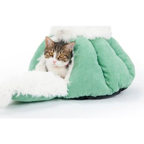 New Cat Round Bed Plush Hous Nest Winter Semi-enclosed Hot Dogs Nest Velvet Small Cages Nest