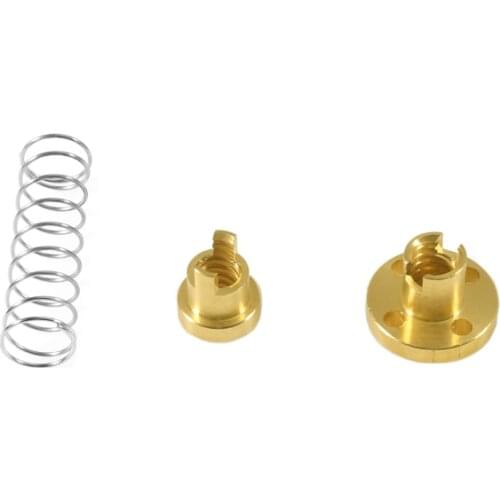 3D Printer Parts T8 Anti Backlash Spring Loaded Nut Elimination Gap Nut for 8mm Acme Threaded Rod Lead Screw CNC Nut
