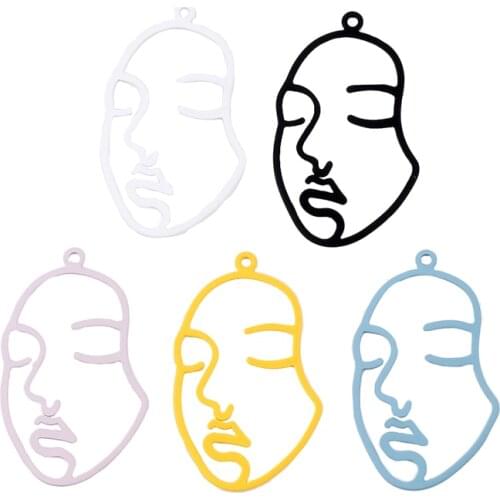 Multicolor Brass Paint Accessory Hollow Surface Contour Pendant Diy Handmade Earring Accessory 25.5x43.6mm