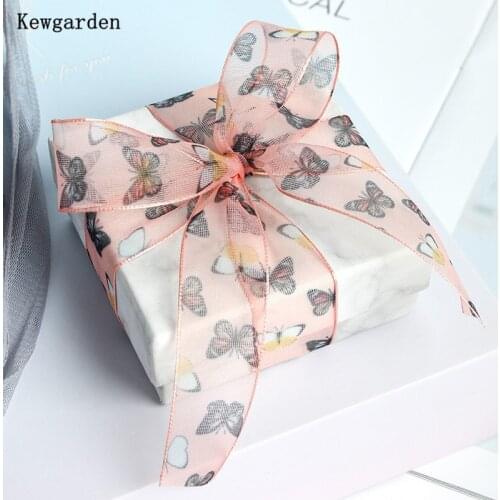Kewgarden DIY Hair Bowknot Accessories Packing Riband Butterfly Voile Ribbon 1" 2.5cm Handmade Tape 10 Yards