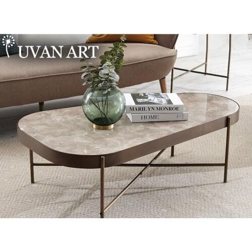 Nordic style living room coffee table sofa small table wrought iron marble surface tea table 015E-4