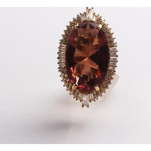 Shuttle Cut Stone Sultanite and Teardrop Baget Zircon Stone Womens 18KGold Plated Oval Silver Ring, Woman 925,color changing
