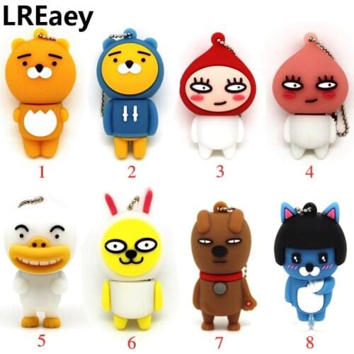 USB 2.0 flash pen drive bear 8GB 4GB Korean popular cartoon memory stick 32GB 16GB u disk lovely 128MB Dog pendrive 64GB Cle
