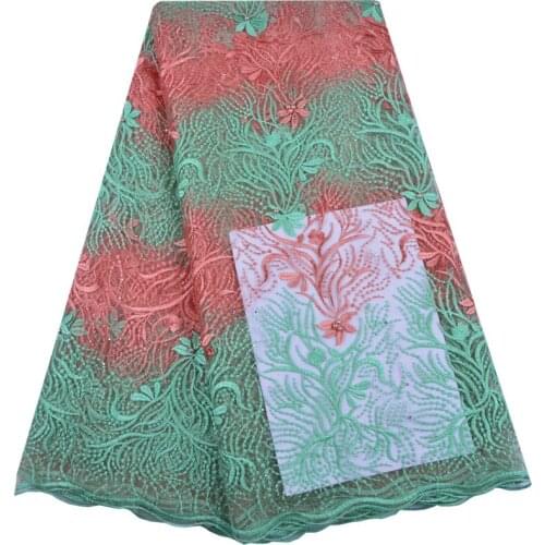 High Quality Nigerian Wedding Lace Fabric 2019 Latest African French Net Lace With Stones And Beads Fabric For Dress Lace F1389