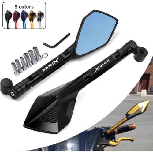 CNC Motorcycle Bluish Reverse Side Mirrors Motorbike Rear view Mirrors For Yamaha XMAX 125 250 300 400 X-MAX 2017 2018 2019 2020
