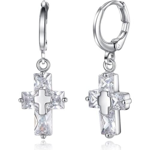 Earrings for Women Fashion Cross CZ Zircon Punk Jewelry For Cool Female Girl Friendship Gifts Accessories