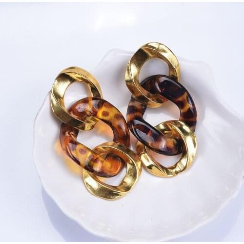 Fashion Jewelry ZA Retro Exaggerated Earrings Chain Contrast Color Earing 2021 Trend Female Vintage Long Earring