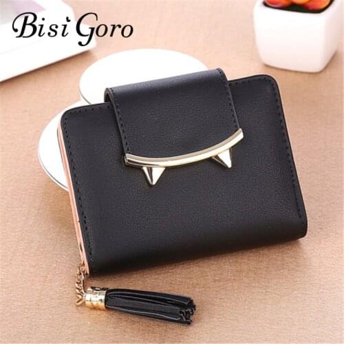 BISI GORO 2019 Women Wallet Purse Cute Anime Cat Wallet Moman short Wallet Zipper Tassel Designer Sweet Bag For Card Holder
