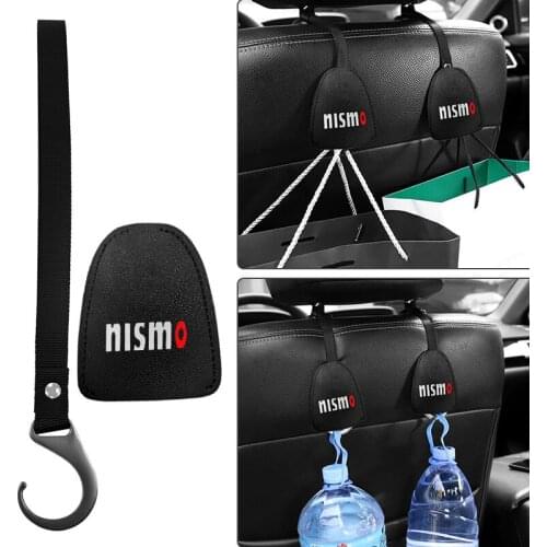2pcs Car Badge Seat Back Hook Headrest Hanger Holster Hook For NISMO Nissans Tiida Teana Skyline Juke X-trail Almera Qashqai