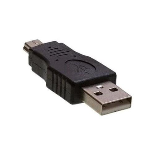 2pcs/lot USB 2.0 Type A Male to Mini B 5-Pin Male Plug Adapter Converter Connector Black