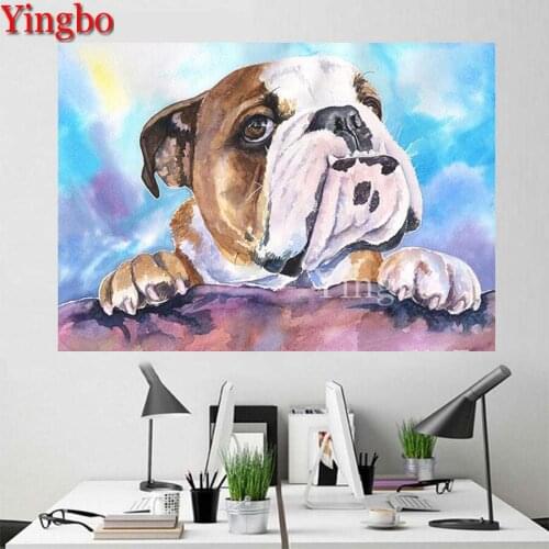 Diamond Painting Full Round English Bulldog Picture Of Rhinestone Diamond Embroidery 5D Cross Stitch Kit Paint with Diamond Art