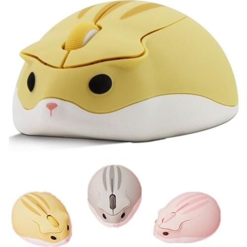 2.4G Wireless Optical Mouse Cute Cartoon Hamster Computer Mice Ergonomic Mini 3D PC Office Mouse For Kid Girl Gift