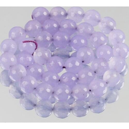 Natural Stone Faceted Light Purple Jades Chalcedony Beads Loose Spacer Beads For Jewelry Making DIY Bracelet Necklace 6/8/10mm