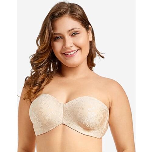 Sexy 1/2 Cup Strapless Invisible Bra Seamless Thin Plus Size Wedding Bras 32 34 36 38 40 42 B C D E F Free Shipping