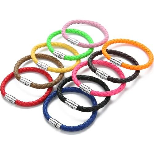 Handmade Braided Pu Leather Bracelet Bangle For Women Men 10 Colors Copper Magnetic Clasp Charm Bracelets Bracciali Donna