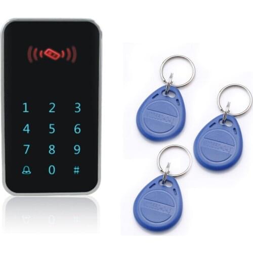 DC-12V Touch keyboard blue led key RFID 125KHZ EM cards+ password access controller +10 keycards