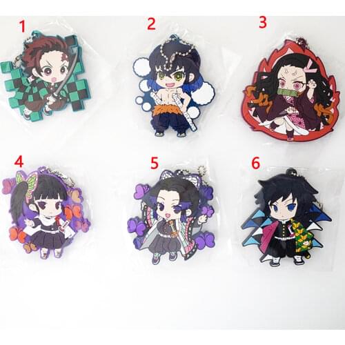 Demon Slayer: Kimetsu no Yaiba original Japanese anime figure rubber Silicone mobile phone charms key chain strap keyring