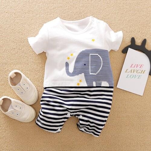 Baby Cute Cartoon Rompers Summer Cotton Lovely Animal Short Sleeve Jumpsuit for Boy Girl Infants