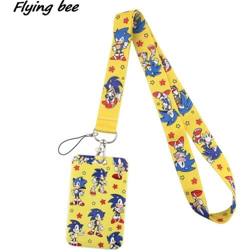 Flyingbee X1685 Anime Hedgehog Boy Lanyard Card Holder Student Hanging Neck Mobile Phone Lanyard Badge Subway Access Card Holder