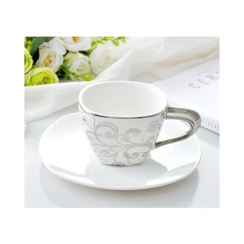 Jane European Ceramic Coffee Cup And Saucer Court Hotel Club Dining Cup Home Flower Tea Cup Coffee Drinkware Gift