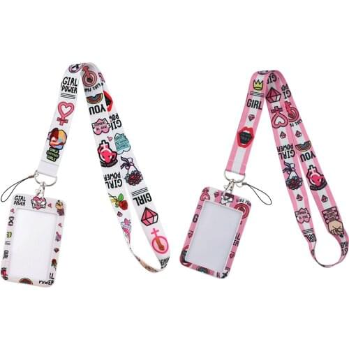JF440 Girl Power Woman Feminism Key Lanyard Car Keychain Office ID Card Passport Gym Cell Phone Key Ring Badge Holder Jewelry