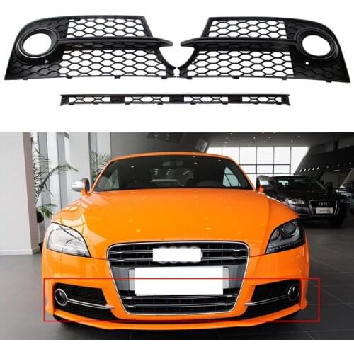 Three-piece Suit Gloss Black Left/right Fog Lamp Frame Front Racing Grills for Audi TTS 2011 2012 2013 2014