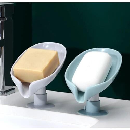 Leaf Shape Soap Box Drain Soap Holder Box Bathroom Shower Soap Holder sponge Storage Plate Tray Bathroom Supplies Bathroom Gadge