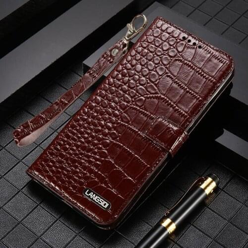 LANGSIDI Leather Flip phone case for Iphone 12 pro max xr xs max Magnet bucklt Genuine Leather wallet For iphone 12 mini 11 pro