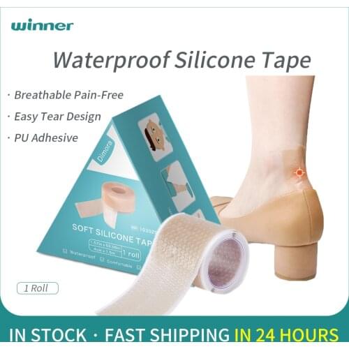 Winner Medical Silicone Tape PU Adhesive Soft Waterproof Pain-Free Removal Tape Breathable Easy Tear Design 1 Roll, 4cm×1.5m